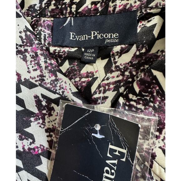 NWT Evan Picone Herringbone Satin Button Down Size 12P - Picture 4 of 7